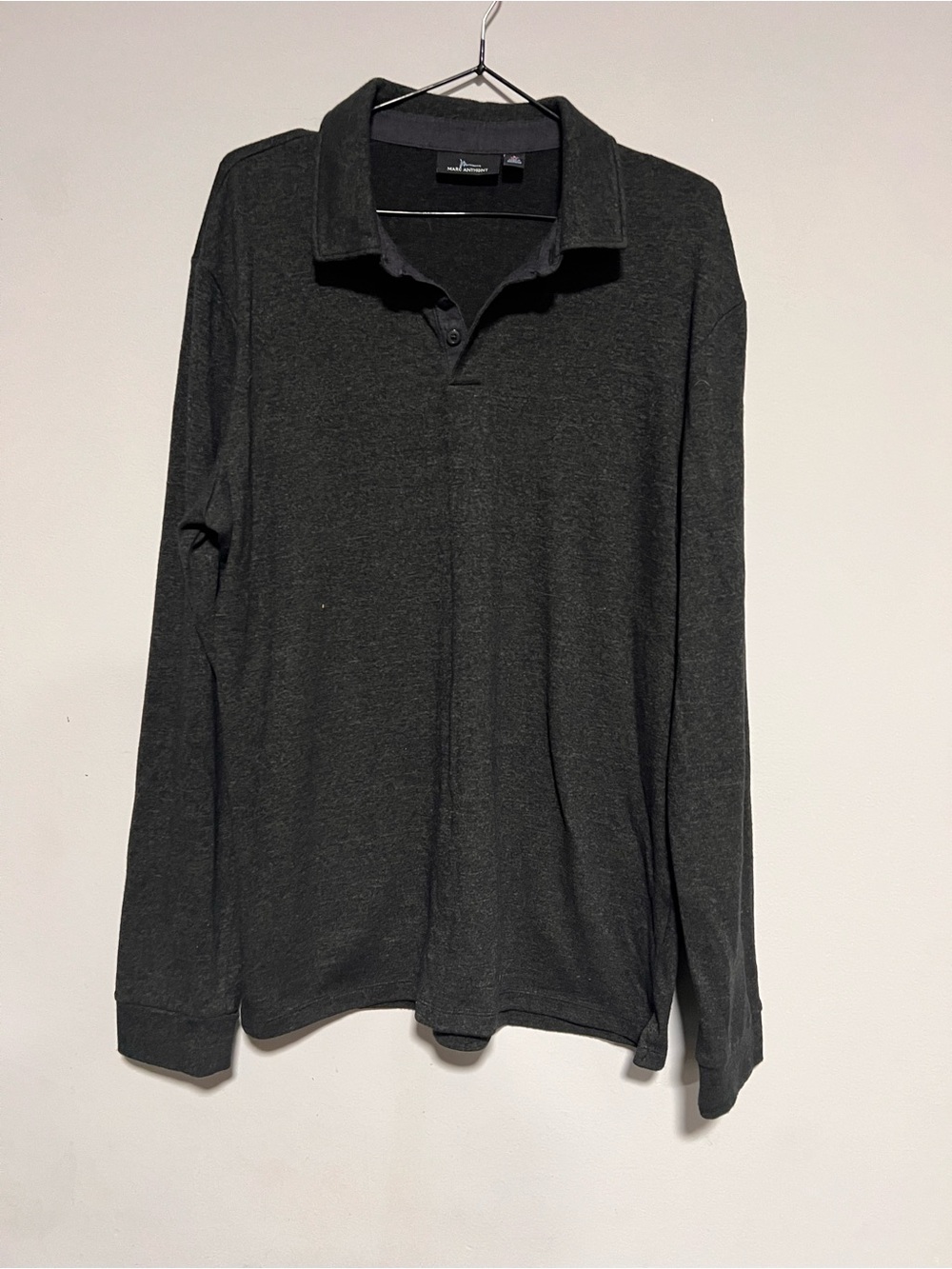 Marc Anthony Men’s Size Large Slim Fit Long Sleeve Polo Shirt Gray